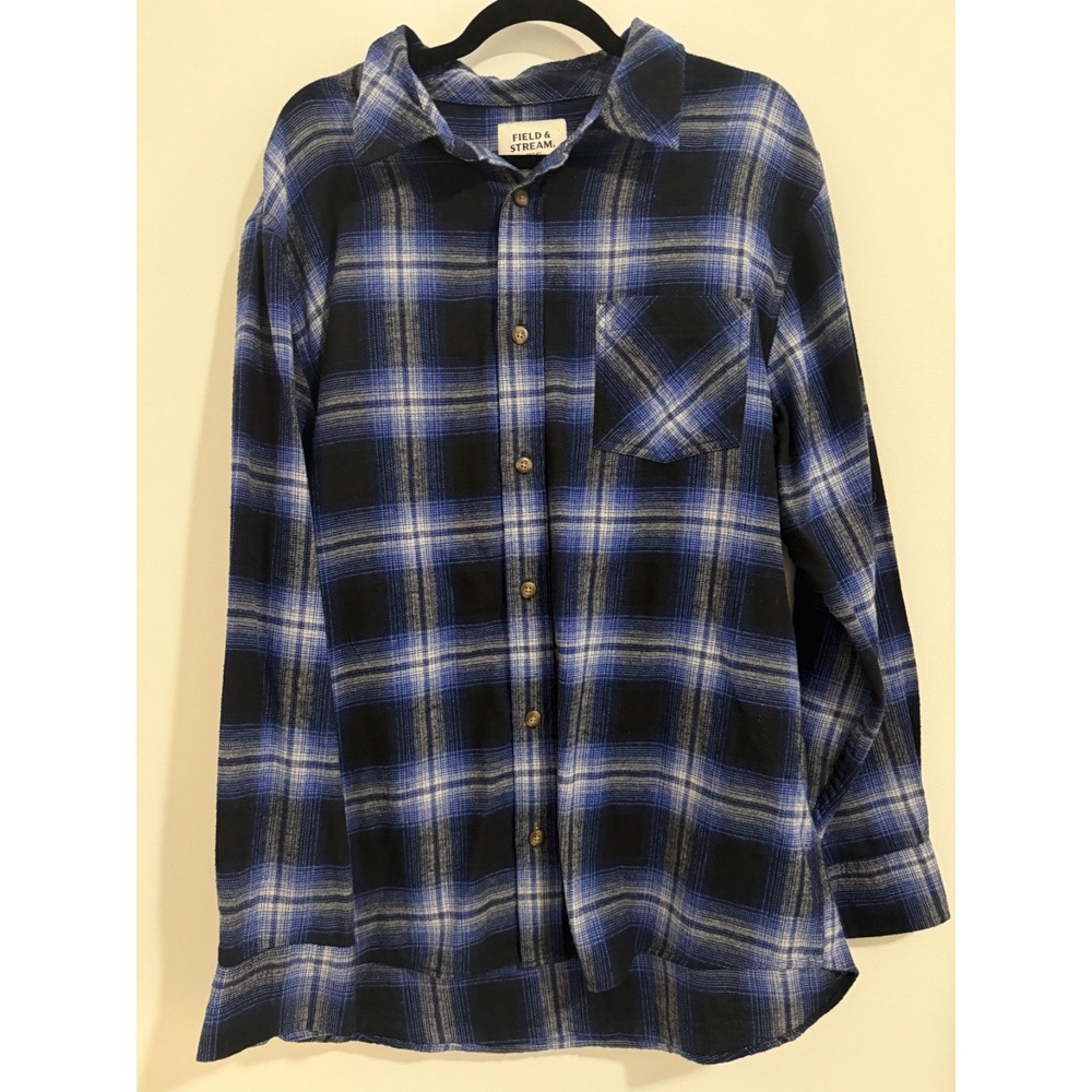 Men's Field and Stream Blue and Black Flannel Shirt XL